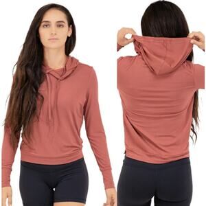 Somewhere Sunny Womens UPF‎ 50+ Bamboo Everyday Lightweight Hoodie L Terracotta